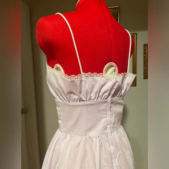 Gunne Sax 1970s Vintage Lavender Fit & Flare Sundress With Lace - Picture 3 of 10